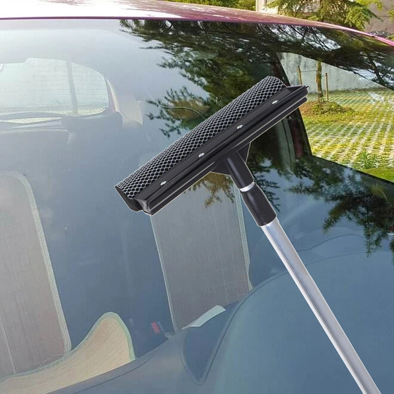 Long Handle Cleaning Brush Window Glass Cleaner Squeegee Telescopic Rod For Home Office Car