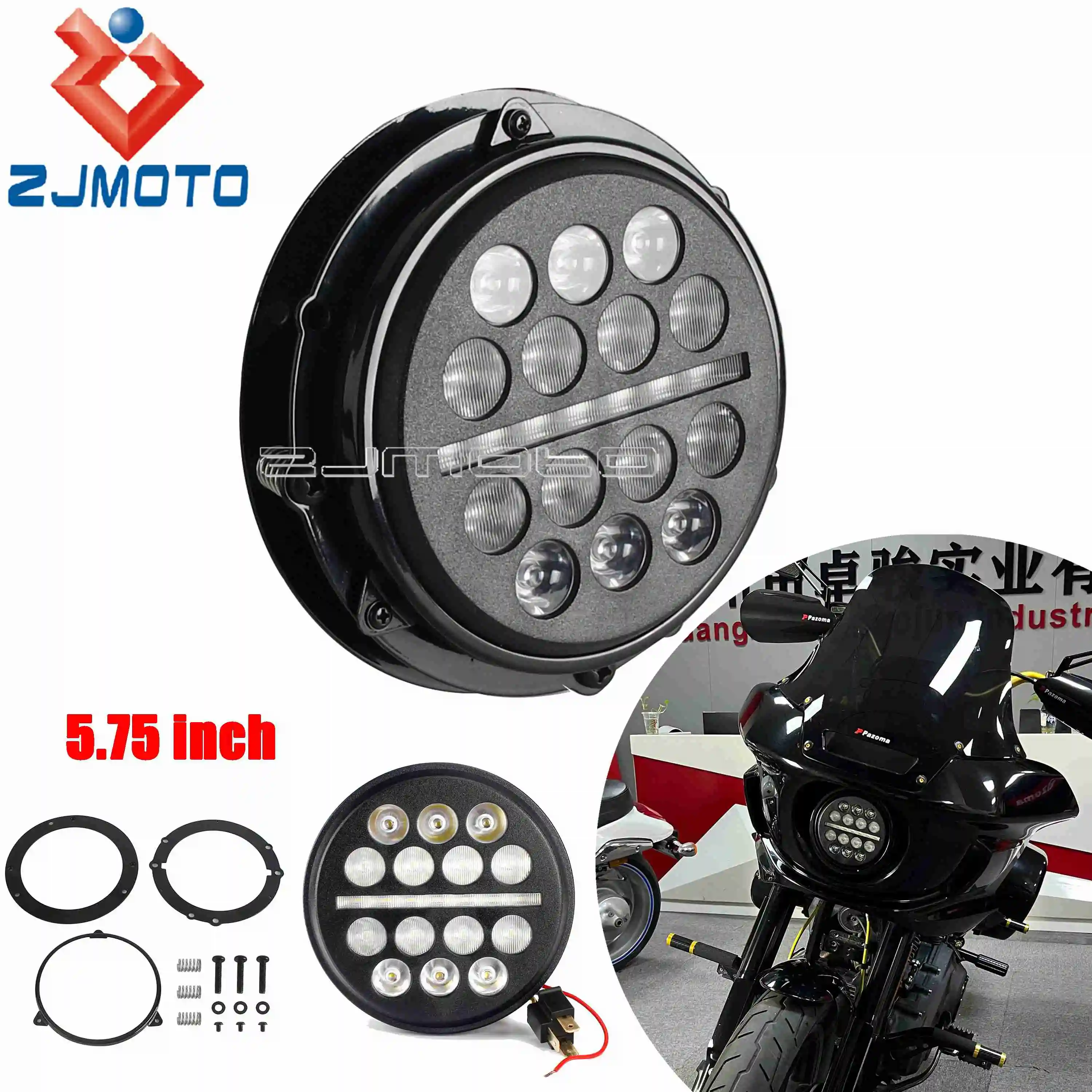 5.75 inch LED Headlight W/ Adjustable Angle Mount Round Kit For Harley Softail Low Rider ST FXLRST 22-25 EI Diablo FXRST 2022-24