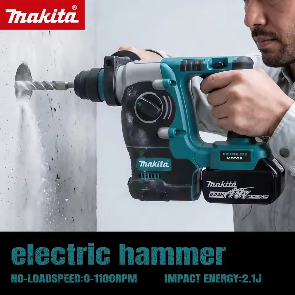 Makita DCH273 18V Brushless SDS Rotary Hammer 2.1J Impact 4 Working Modes 360° Aux Handle Masonry Drilling Hand tools Only