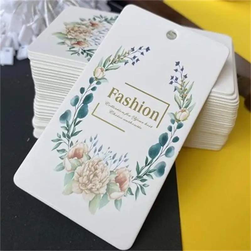 Custom Personalize Paper wig hang tag Labels Clothing Private Brand Tags Handmade Labels  Brand Paper Tags with plastic rope