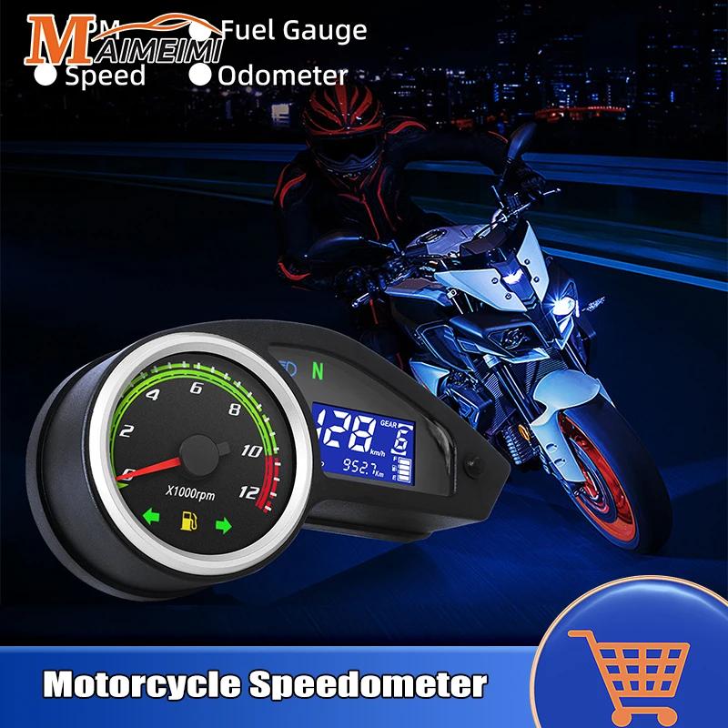 12V Universal Motorcycle Speedometer Tachometer LCD Digital Instrument Odometer Moto Dashboard For Brazil CG GY200 Enduro 250