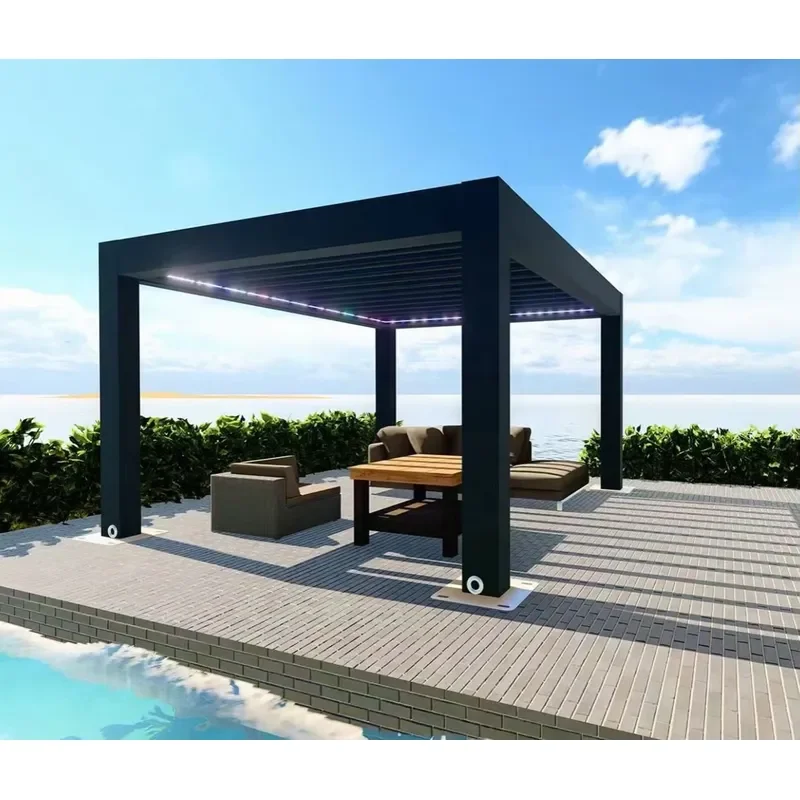 Retractable Aluminum Blade Roof Pergola System Screen Waterproof Patio Cover Outdoor Terrace Garden Bioclimatic Garden