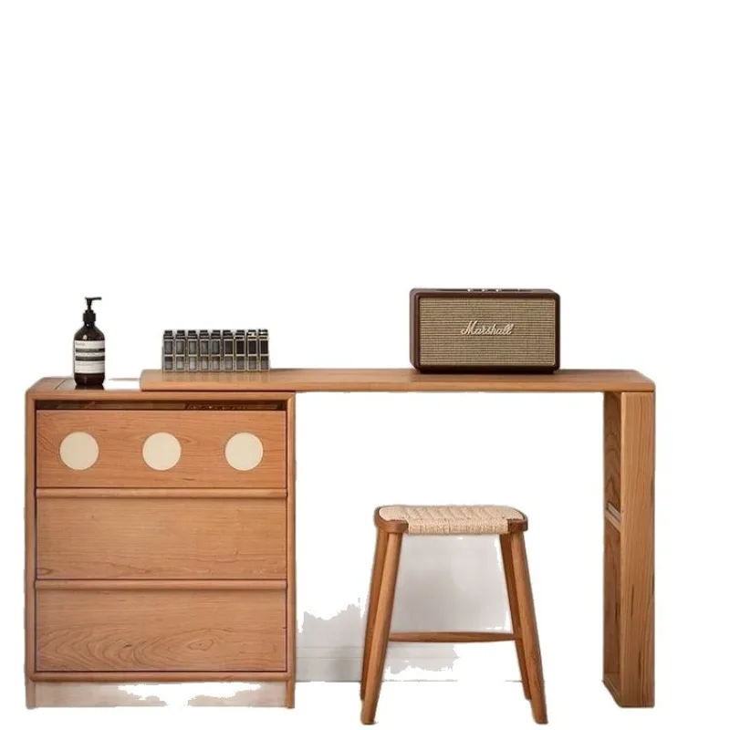 Cherry wood dresser chest integrated bedroom solid wood dressing table Japanese dressing table retro bedside cabinet