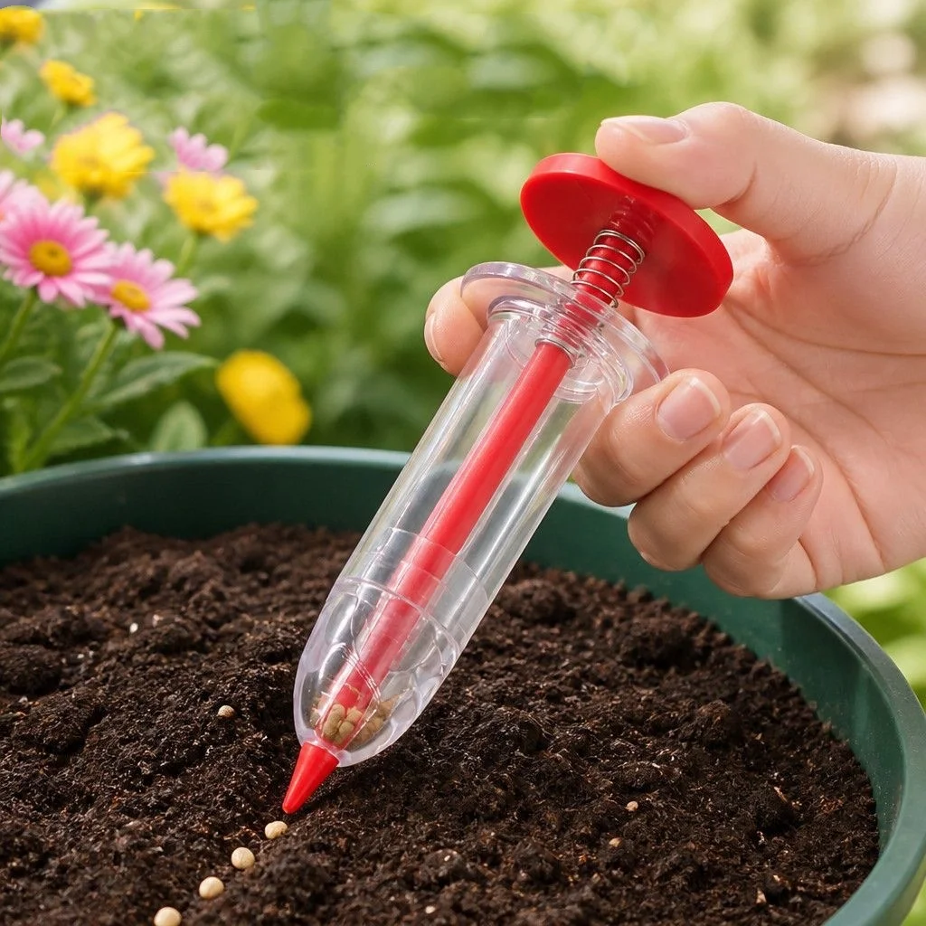 8/4 Piece Set Manual Needle Tube Seedling Planting Tool for Home Use, Small Tool for Vegetable and Flower Gardening Seedling Trays, Does Not Include Seeds