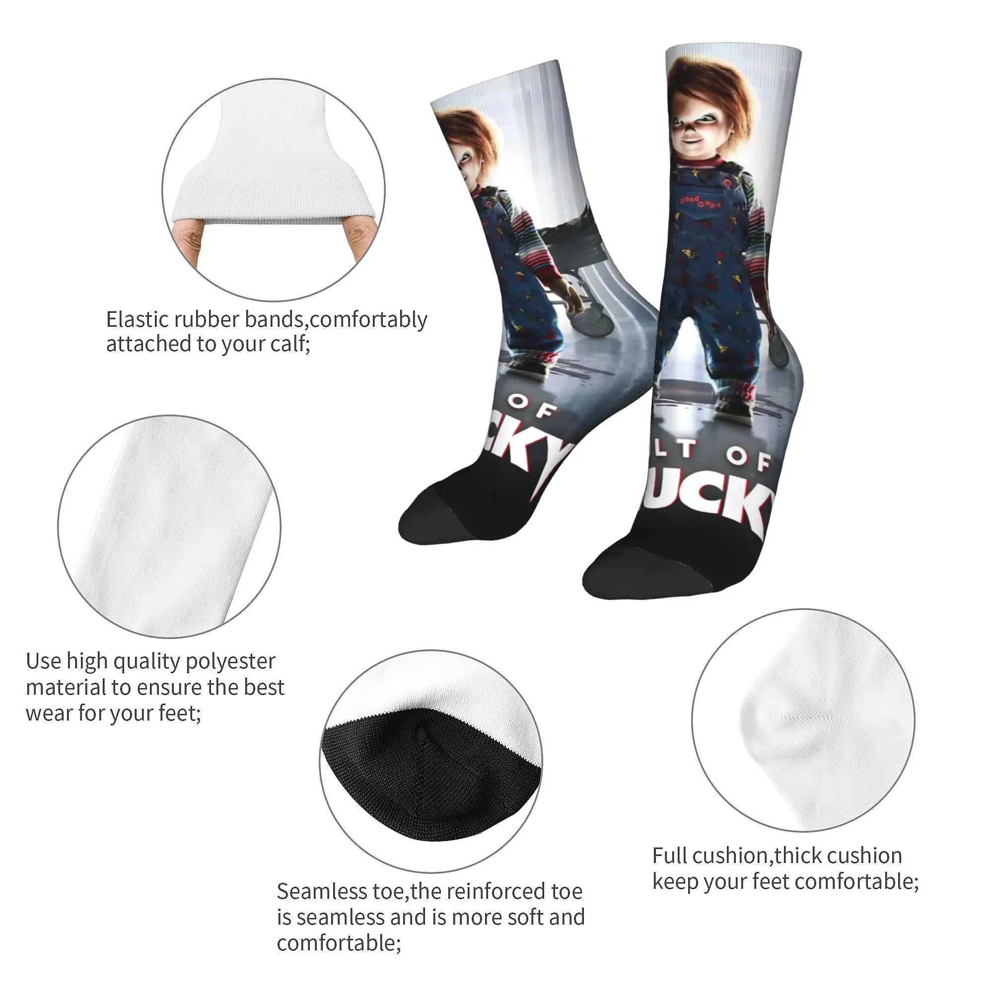 cult of Chucky horror movie film  Theme Design Socks Accessories for Women Breathable Printed Socks