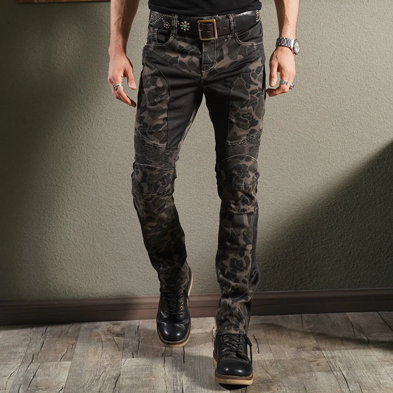 

Camouflage Summer fitted straight stretch denim jeans Safe comfortable Mesh Motorcycle Jeans Men Women Scooter Motocross Pants