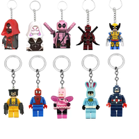 Marvel Deadpool&Wolverine Keychain Superhero Spiderman Iron man Creative Building Blocks Cartoon Pendant Keychain For Fans Gift