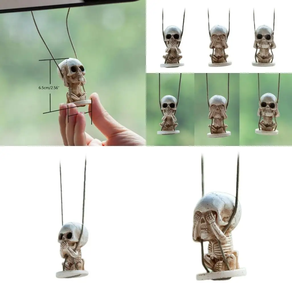 

02DE Funny Car Ornament Swing Skeleton Dashboard Decors Center Console Accessory