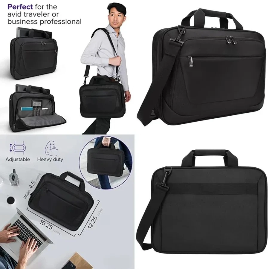 

Laptop Briefcase Shoulder Messenger Bag for 15.6-Inch Laptop, Black