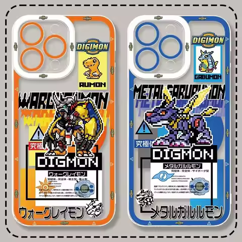 Cartoon Digimon Adventure Clear Phone Case For Samsung Galaxy S24 S23 S22 Ultra S21 S20 FE Note 20 10 Plus A15 A25 A35 A55 Cover