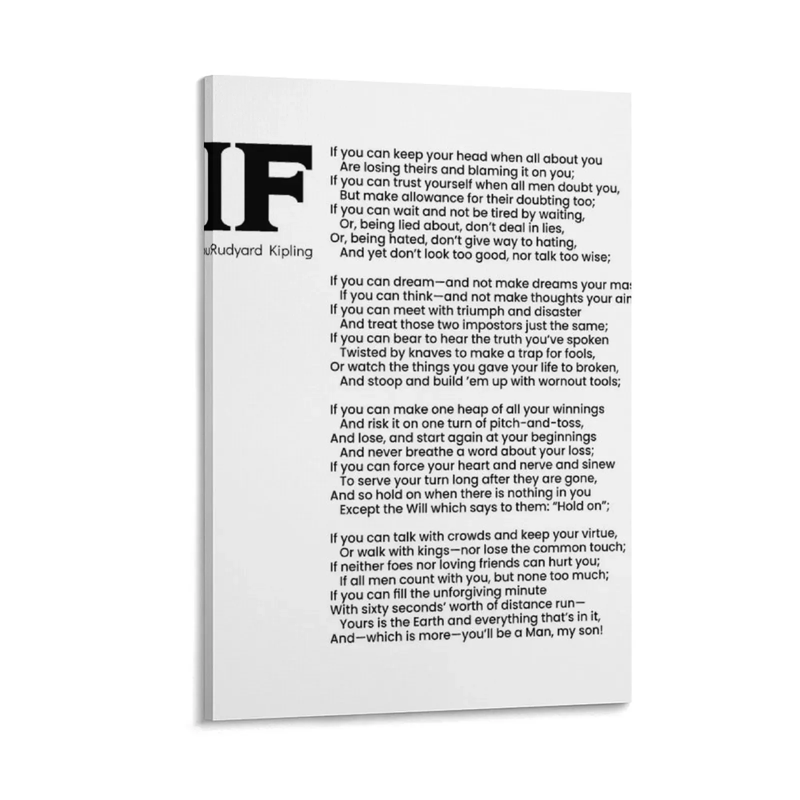 

RUDYARD KIPLING - IF Poster And Other Formats Canvas Painting canvas wall decoration Paintings
