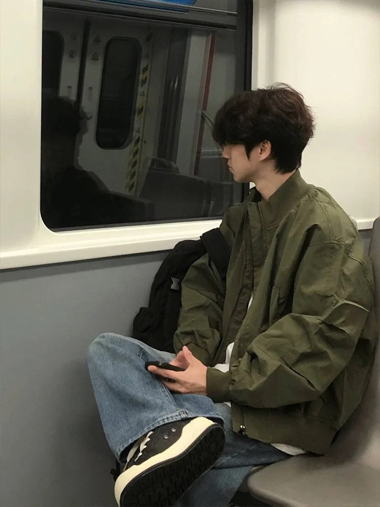 

Military een ort Coat Jaet Men's Autumn Spring Stand Collar Knife Sve Pilot Jaet Trendy High-End Baseball orm