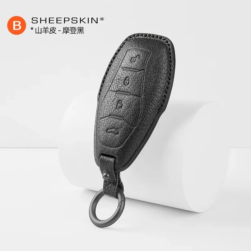 

For Hongqi H5, H6, H9, HS5, HS7, HS3, and HQ9 Sheepskin Car Remote Key Case Cover Shell Keychain Accessories