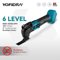 YOFIDRA 6Gears Brushless Electric Multifunction Oscillating Tool Electric Trimmer Saw with 23 Accessories For Makita 18V Battery