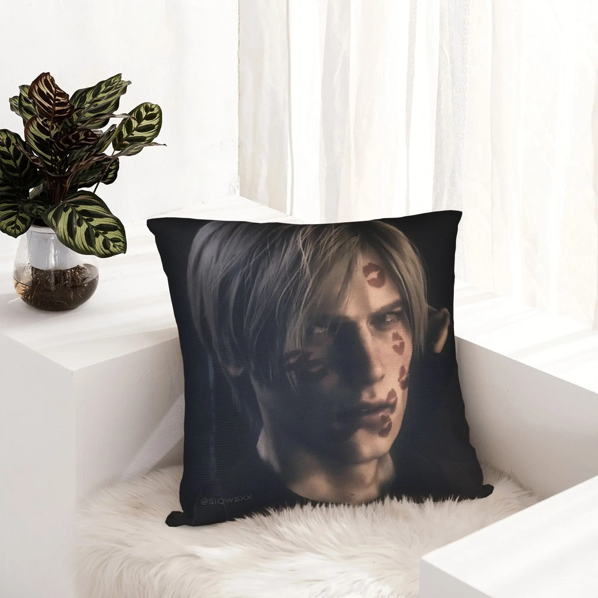 Cartoon Leon Kennedy Pillowcase Printing Polyester Cushion Cover Decorative  Pillow Case Cover Bedroom Square 40*40cm