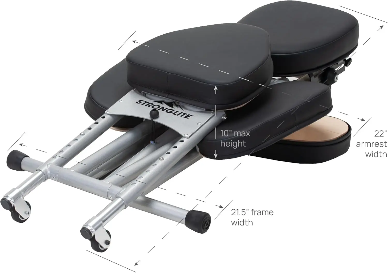 

Portable Massage Chair-Strong, Lightweight, Foldable Tattoo Spa Chair with Wheels & Carry Case (600lbs Working Weight), Black
