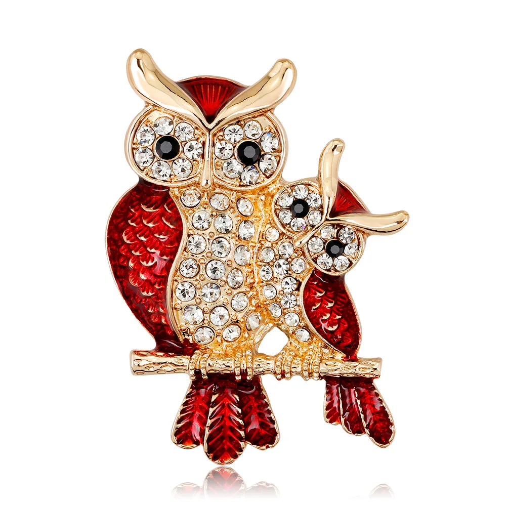 Hot Selling Animal Bird Brooch Rhinestone Decoration Owl Design Women\'s Brooch Pin Badge Gift Jewelry Wholesale
