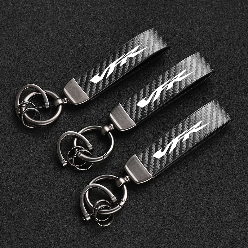 Leather Motorcycle KeyChain High-Grade Carbon Fiber For VFR 750 800 1200 Keyring Chains Lanyard Gifts Chain Accessories