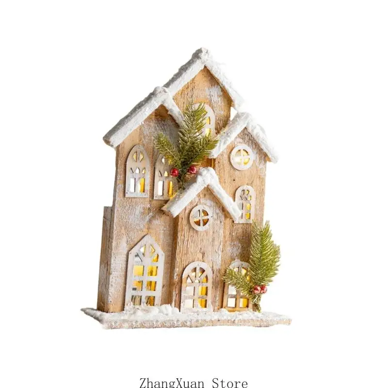 Beleuchtetes Miniatur-Schneehaus-Ornament mit weichem Licht zur Regalpräsentation, 3 x – Detail 8
