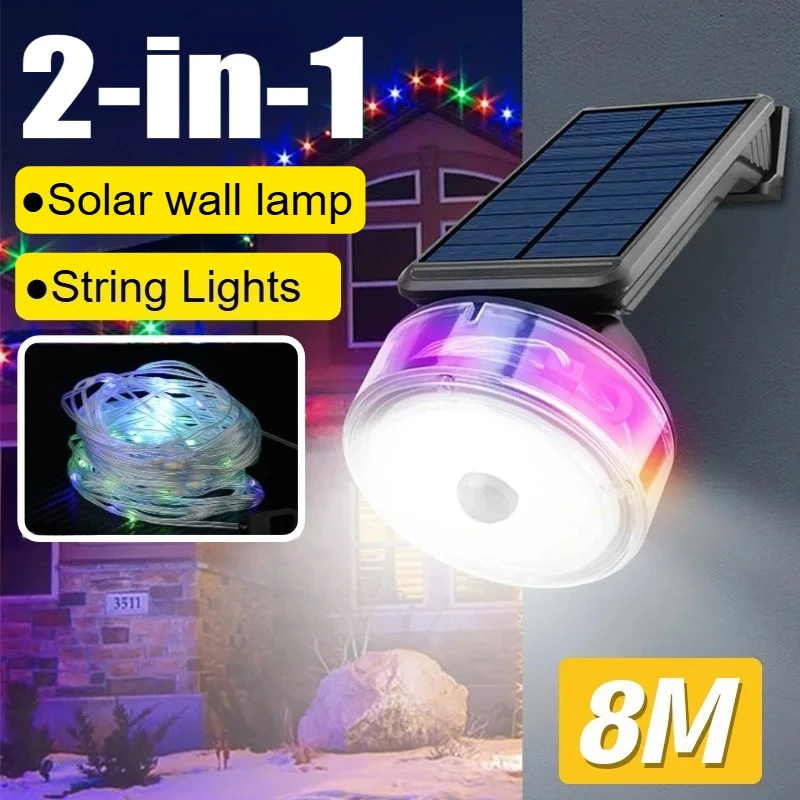 

Solar Led Lights Sensor Garden Wall Lamps 8M String Lights Built in Battery Colorful String Light Street Yard Party Decoration