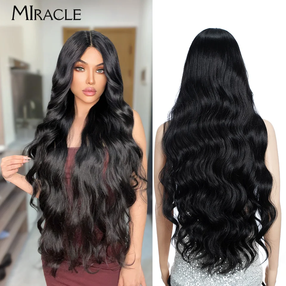 

MIRCLE Synthetic 34 Inch Lace Front Wig For Woman Fiber Lace Wig Cosplay Fake Hair high density Lace Wig Blonde Colors