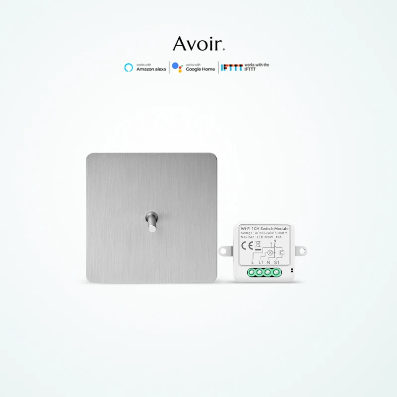 

Avoir Matte Silver Stainless Steel Panel Wall Switches Tuya Wifi Switch Brass Lever Toggle Switch Zigbee Buttons Light Switches