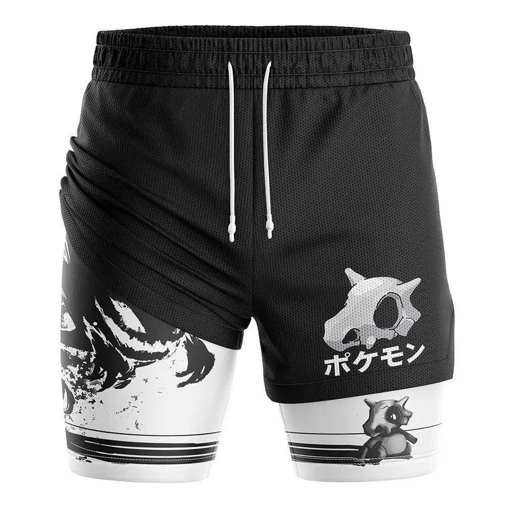 bandai-cubone-ghosts-pocket-monster-anime-unissex-shorts-de-ginastica-de-dupla-camada-2-em-1-de-verao-de-secagem-rapida-macio-e-leve
