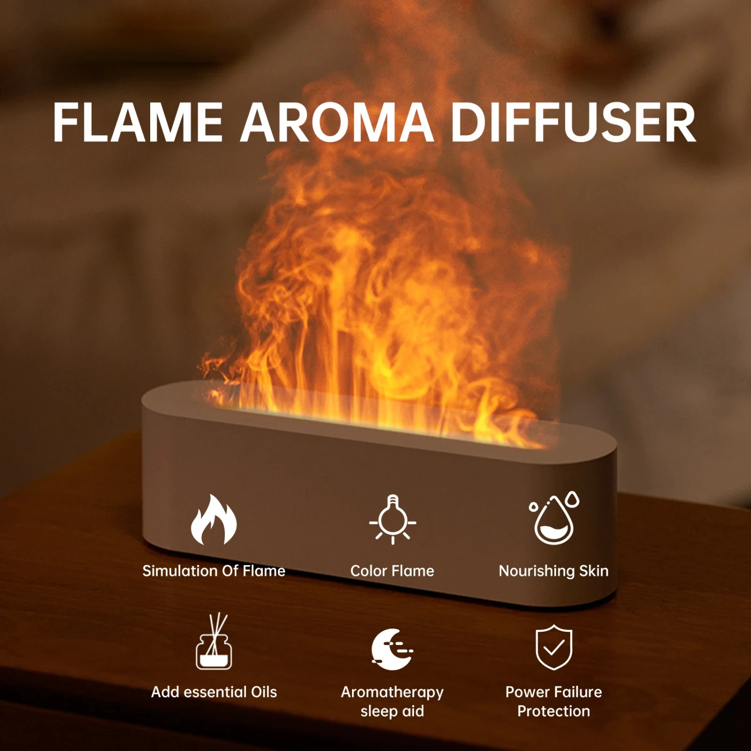 Aromaterapia Umidificador, Calmante Névoa Criador para um Re, Melhorar a sua casa com um Difusor de Chama Ultrasonic Cool, LED Óleo Essencial