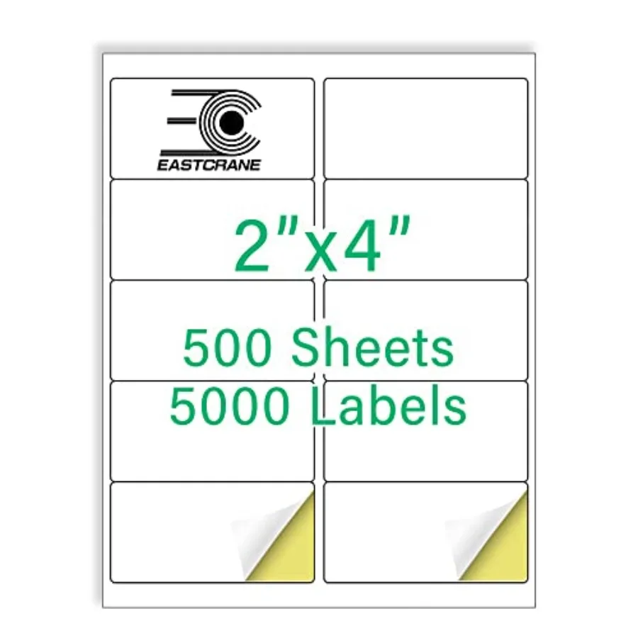 

2" x 4" Mailing Labels0 Shipping Labels Printable White Address Labels for Laser/Inkjet Printer Permanent Adhesive Sticker Labe