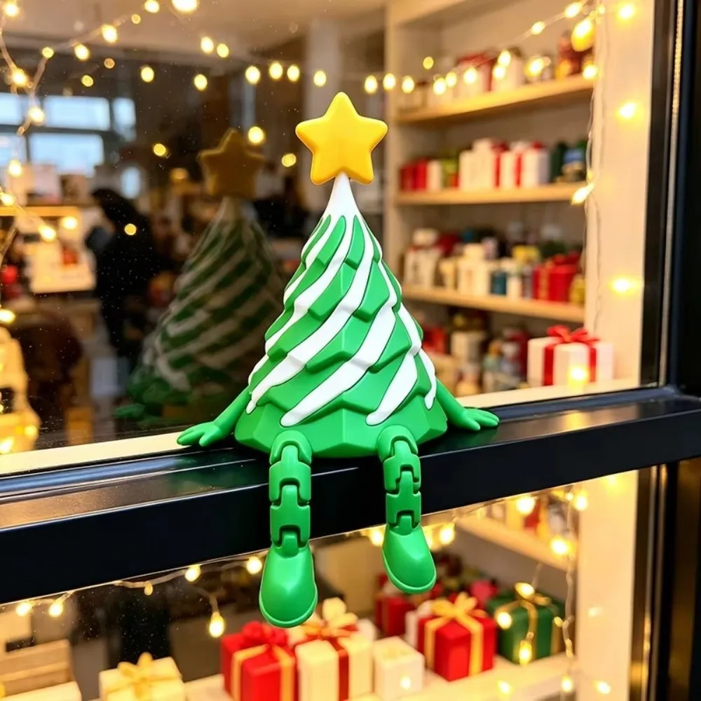 3D Printed Christmas Tree Figures Multi-Joint Movable Joint Christmas Tree Ornament Creative Movable Christmas Tree Model Xmas