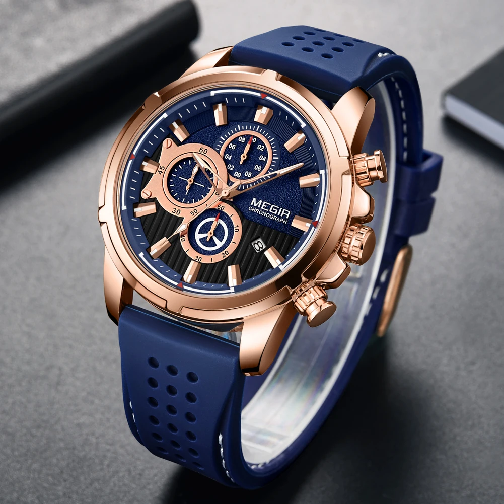 MEGIR Luxury Business Watches for Men Leather Strap Quartz Casual Wristwatches Waterproof Date Military Male Clock Reloj Hombre