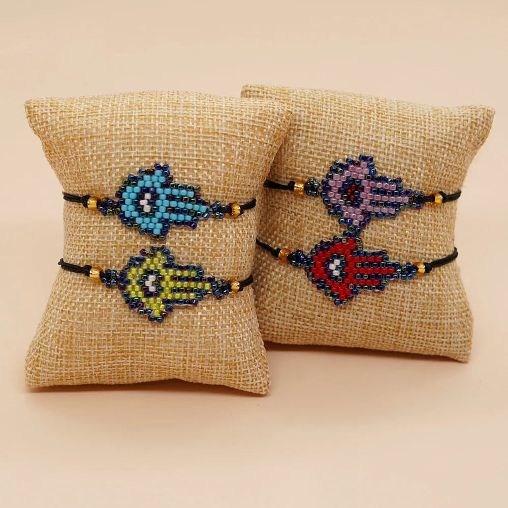 Bohemian Beaded Bracelet  Horus Design Adjustable Hand-Knitted Dazzling Rice Beads for Women Fashionable Simple Tide Accessory
