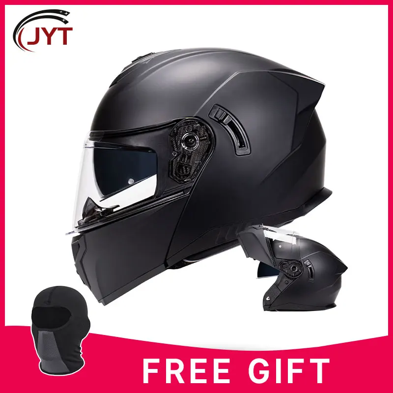 Dual Lens Full Face Helmet for Motorcycle DOT Appoved Flip Up Helmets Four Seasons Unisex Modular Helmet Cascos Para Moto