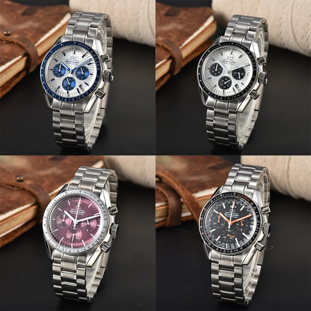 32.5mm pour cadran VK63 C3 vert lumineux de haute qualité avec fenêtre de calendrier adapté au boîtier en verre de cristal minéral accessoire de montre