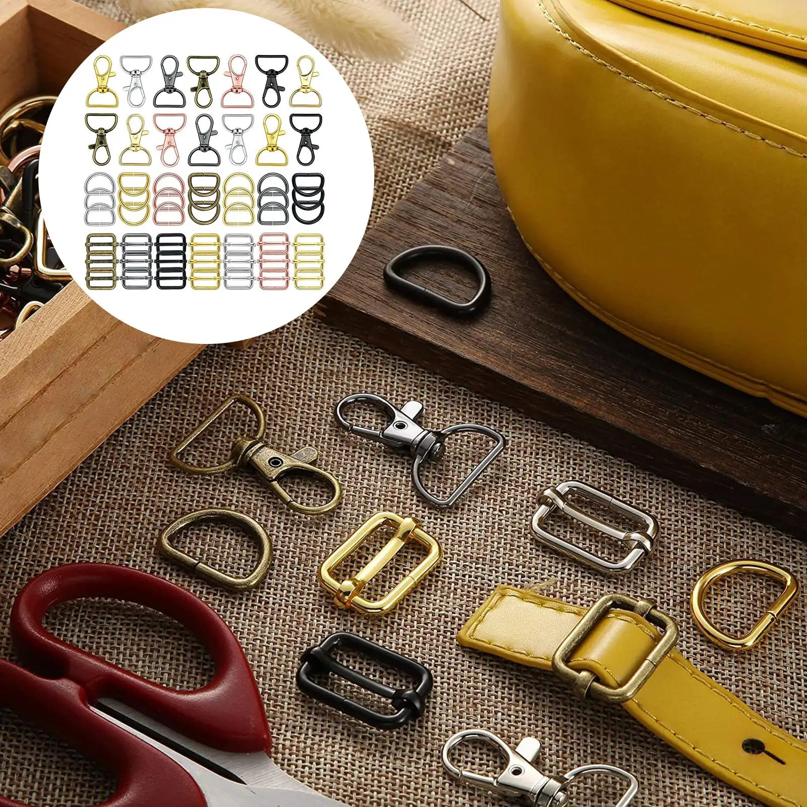 

56 Pieces Bag Hardware Swivel Clasps Lanyard Carabiners with