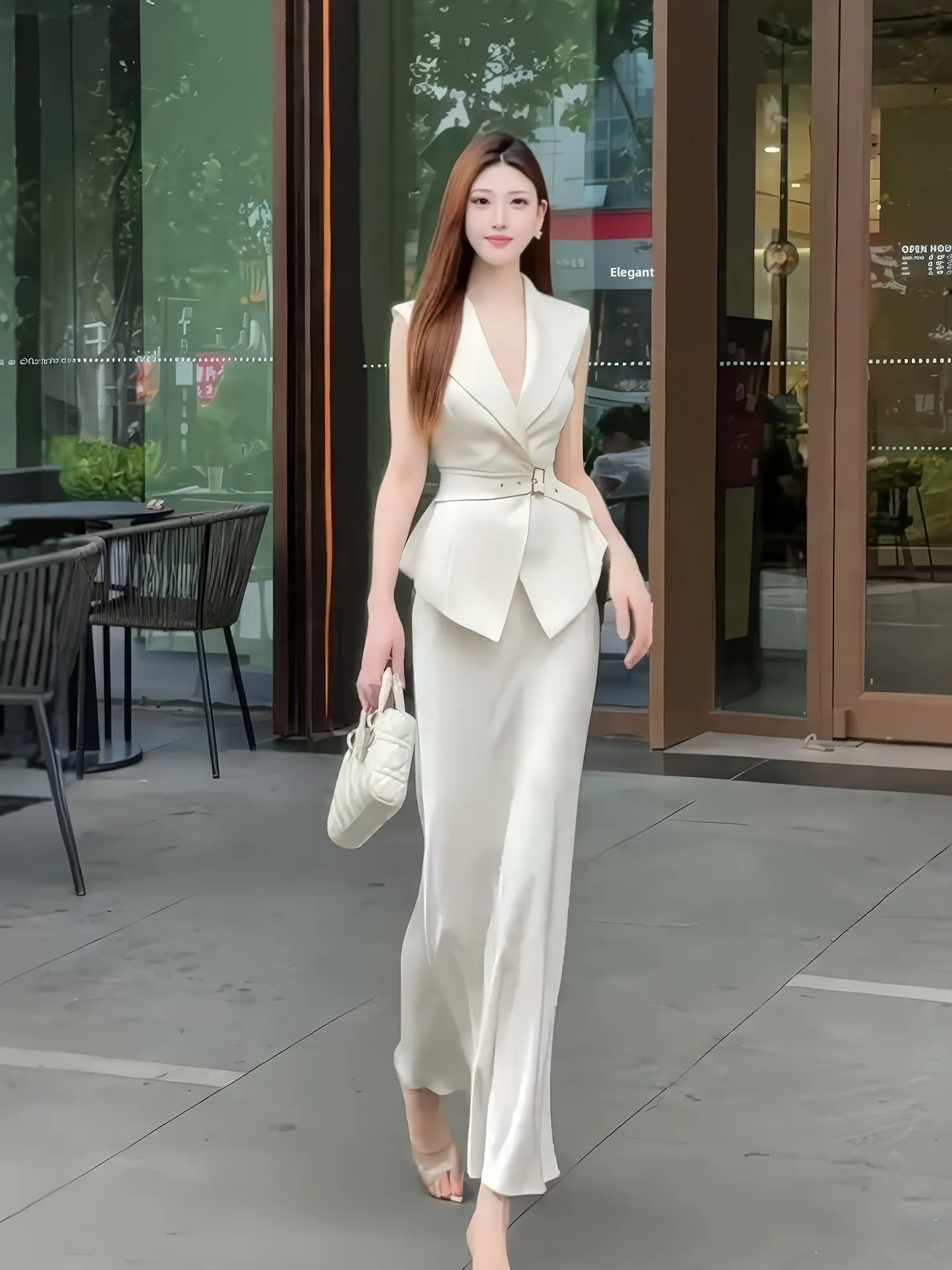 Elegant Light Maturity V-neck Sleeveless Skirt Set Women's Summer 2026 New High-grade Feeling Waist Belt Two-piece Set