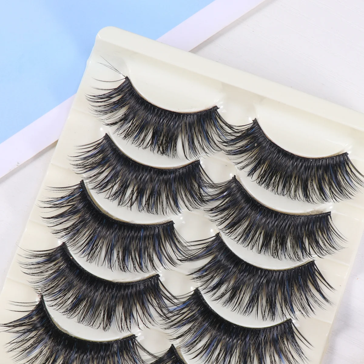 5 أزواج من الرموش الصناعية الطويلة السميكة الناعمة عالية الجودة من الألياف للنساء تعزز جمال العين سهلة الاستخدام متجر ماكياج قابل لإعادة الاستخدام #5