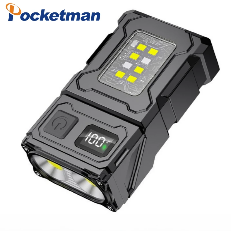 LED Flashlight Super Bright Rechargeable Portable Long Lasting Cap Clip Light Outdoor Multifunctional COB Work Light