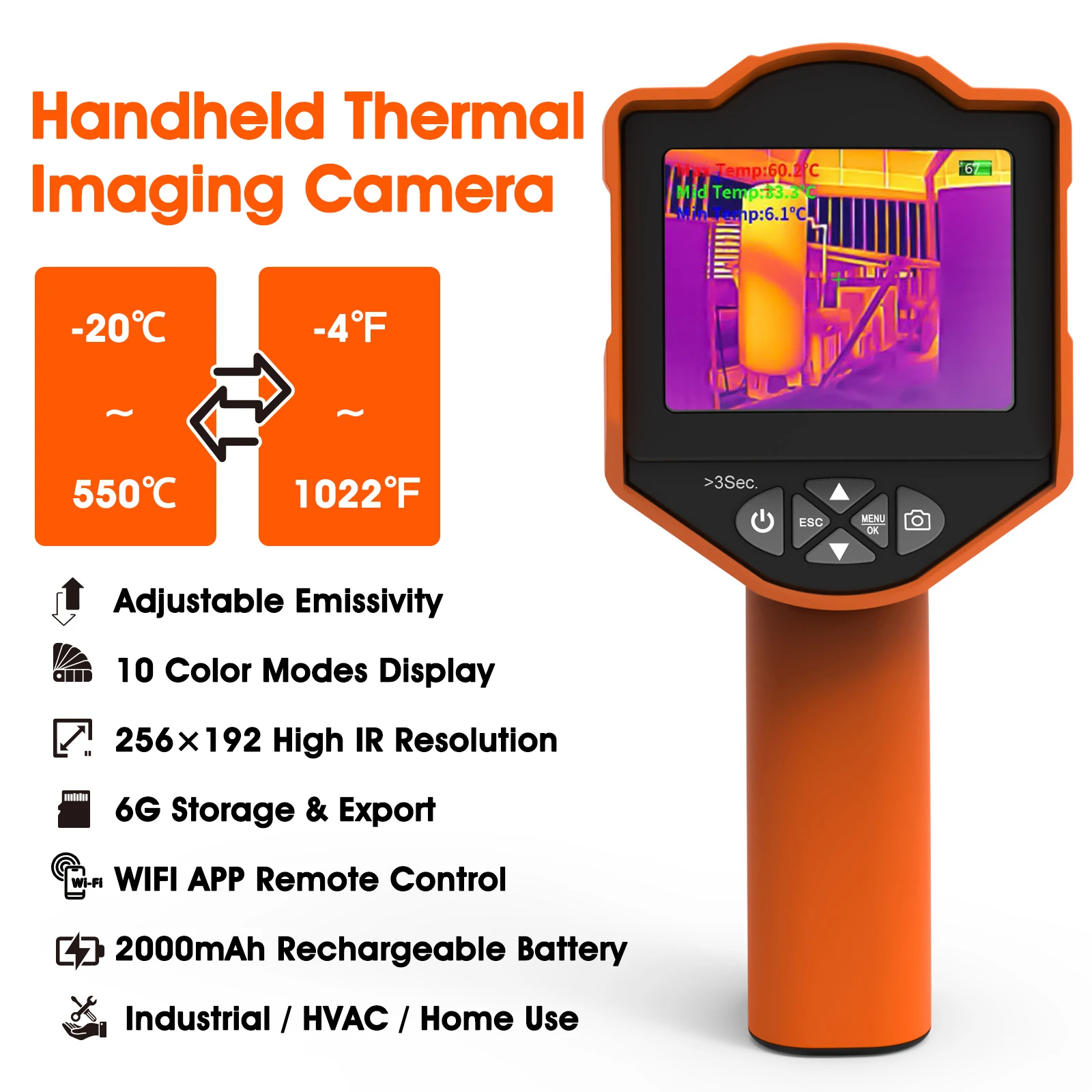 Thermal Imaging Camera 256X192 - HP950L Handheld Thermal Camera 256x192 IR,