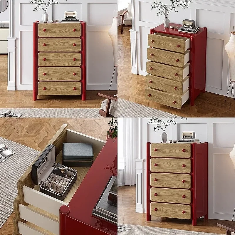 ZX French Wasim Tall Cabinet Living Room Designer Vintage Two-Tone Storage Bedroom Sideboard