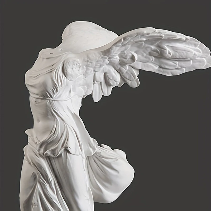Image of Harz-Skulptur-Ornament, griechische Siegesgöttin, Charakterstatue, Engelsflügel-Kunstfigur, Dekoration für Zuhause und Büro