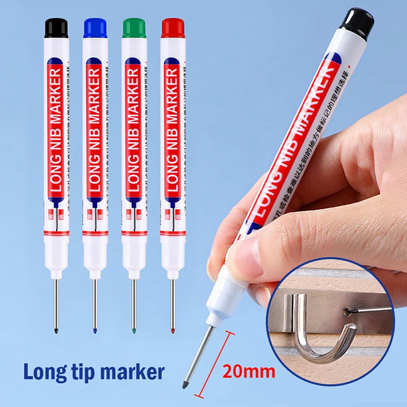 

20MM Long Nib Markers Deep Hole Head Four Color Waterproof Marker Pens For Woodworking Metal Marker Tools Art Supplies