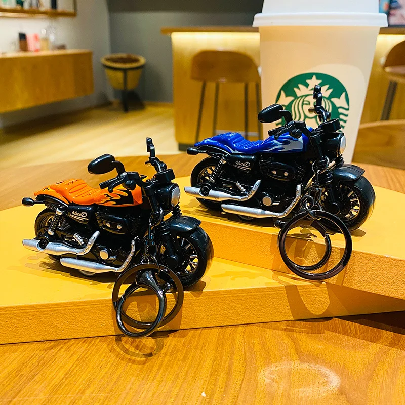 Creative Cool Mini Simulation Motorcycle Keychain Cartoon Key Chain Ring Holder Bag Pendant Model Toy Small Gift for Friend