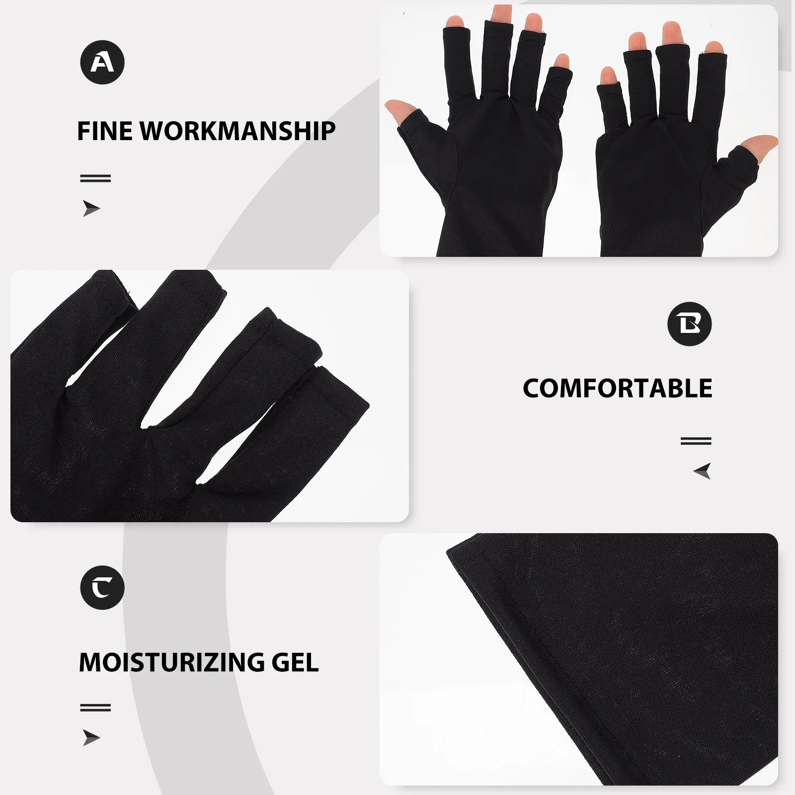 2Pairs Anti-Uv Manicure Gloves Stretchy Supple Polyester Uv Shield for Nail Dryer Protection Outdoor Cycling Hiking Fishing