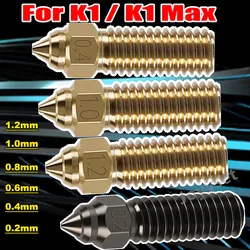 Nozzle For Creality K1 1.2/1.0/0.8/0.6/0.4/0.2mm Hardened Steel 3D Printer Parts High Speed Nozzles for K1 Max Brass Nozzle Kit