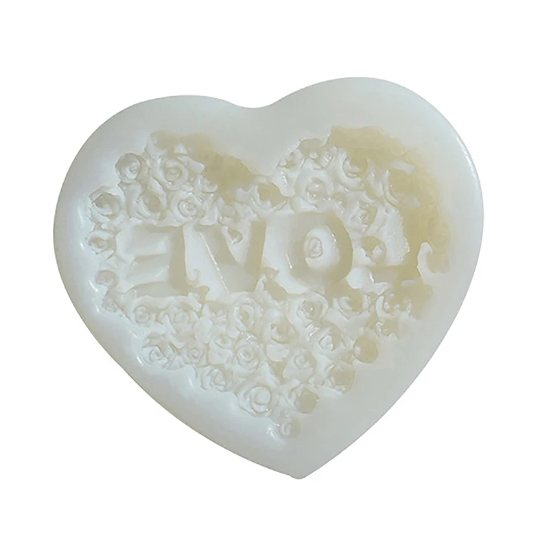 1Pc Rose Heart Shape Silicone Mold DIY Love Flower Candle Plaster Making Tool Chocolate Ice Mould Decor Valentine's Day Gifts