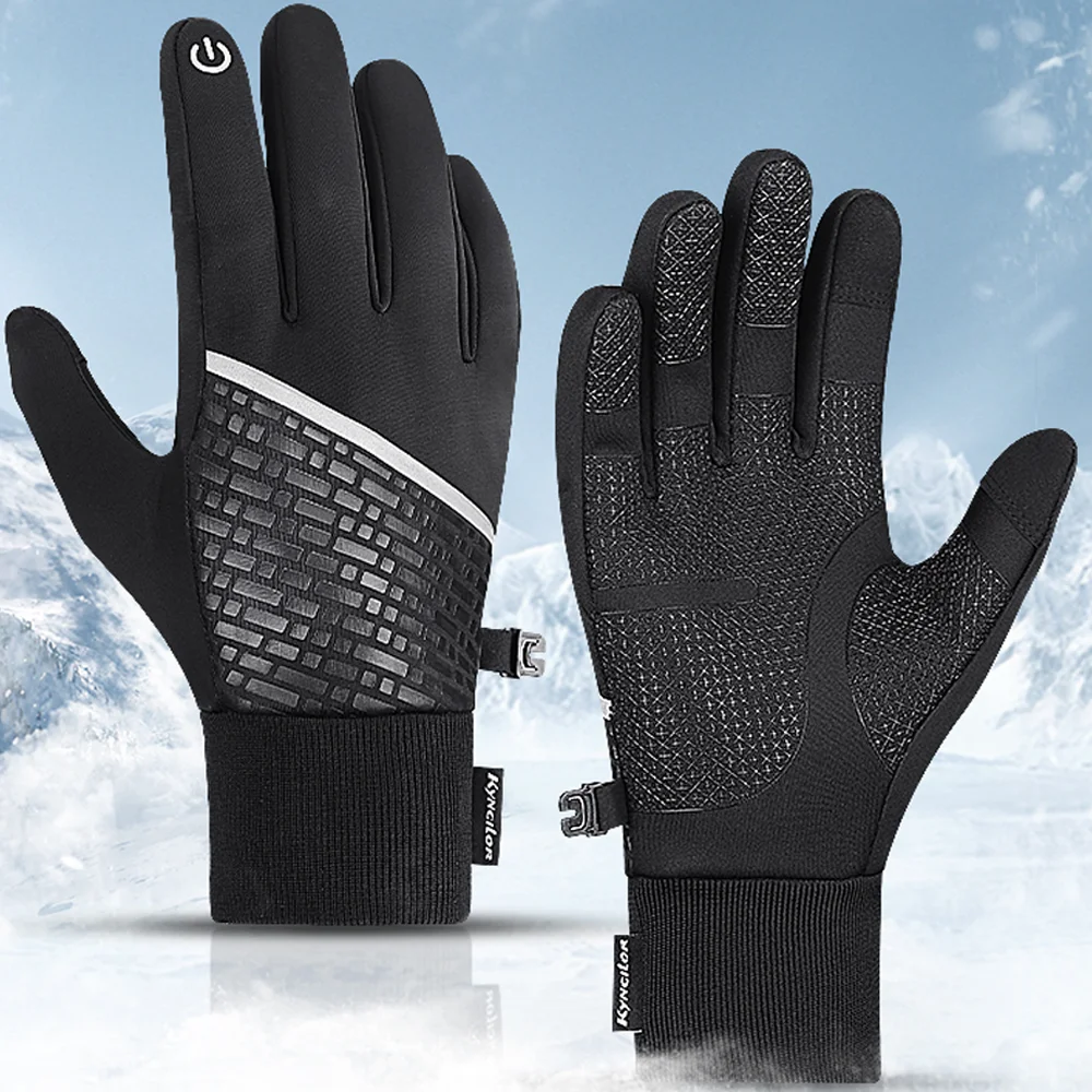 Outdoor Winter Cycling Gloves Touchscreen Waterproof Gloves for Work Sports Thermal Fleece Running Ski Motorcycle Gloves Men