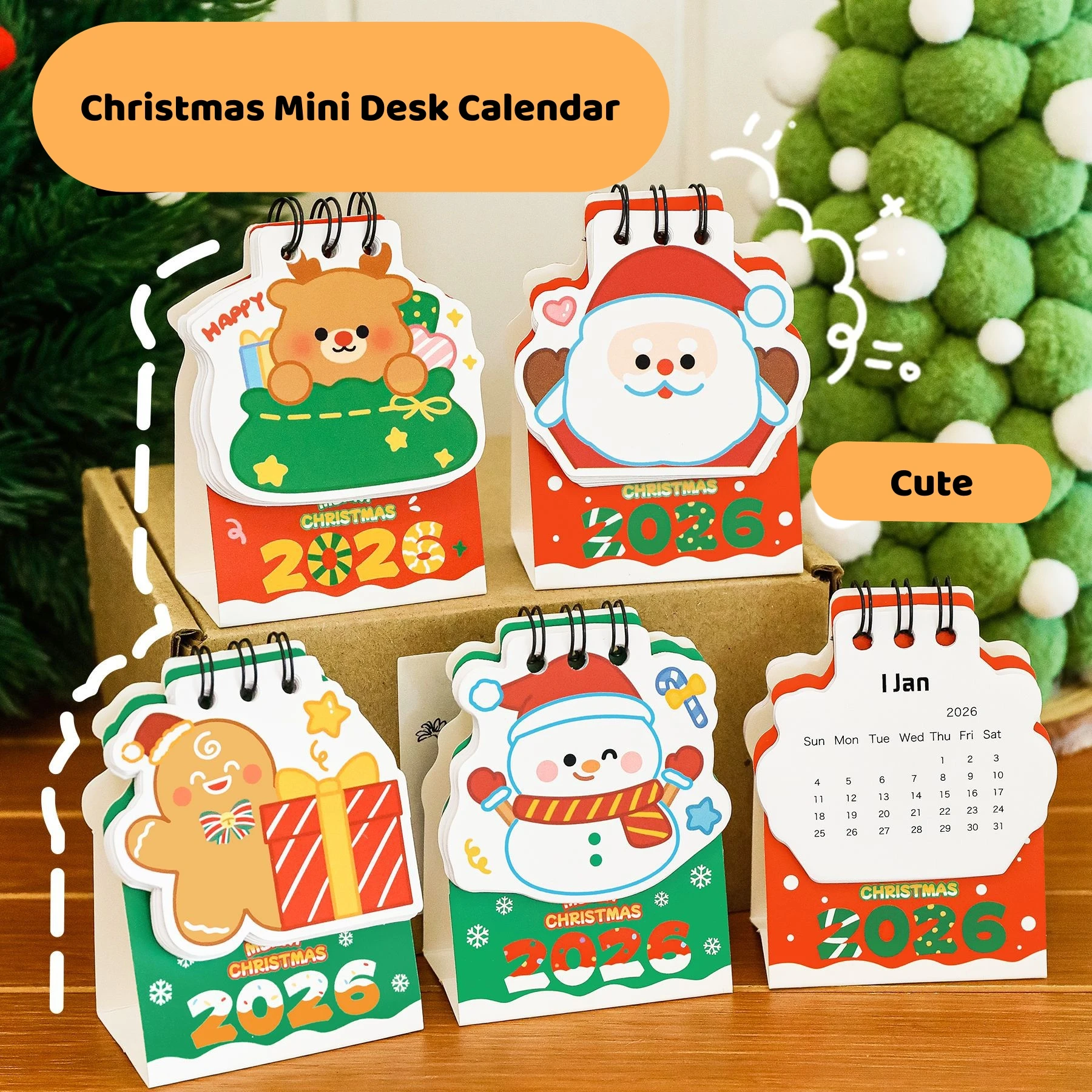 

Рождественский настольный планировщик, мультяшный настольный календарь, ежедневный планировщик, мини-настольный календарь для студенческого подарка, стол для планирования мероприятий