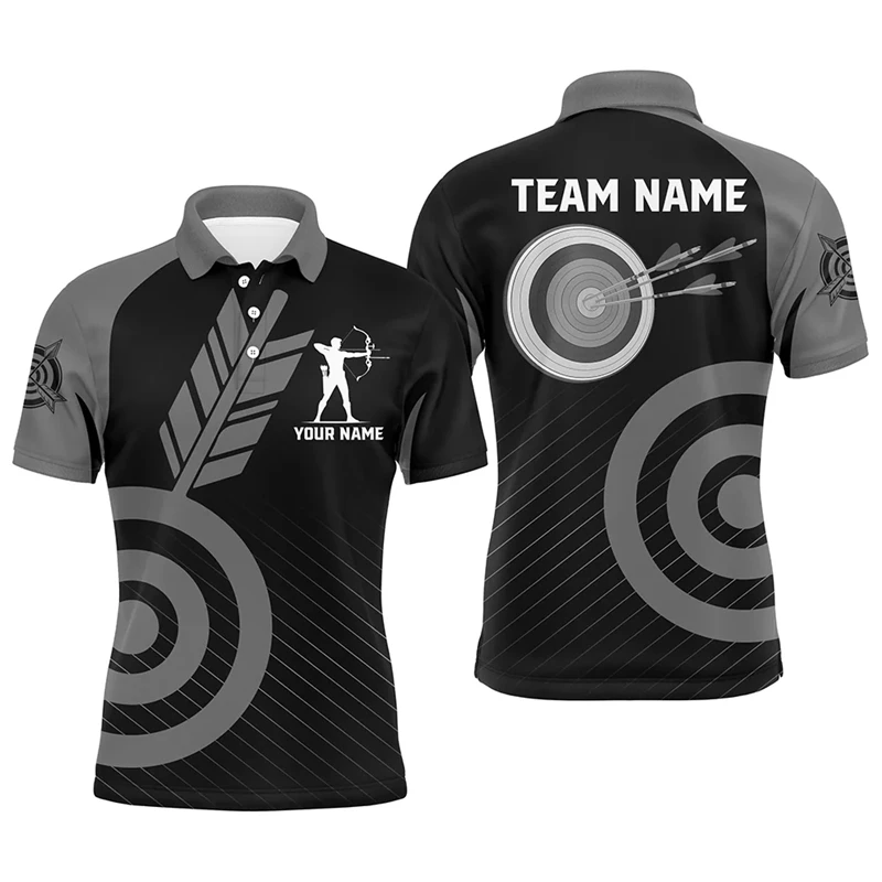 Fashion Archery Graphic Polo Shirts For Men Trend Summer Custom Name DIY Team Name Sports Tops Loose Breathable Team Uniforms