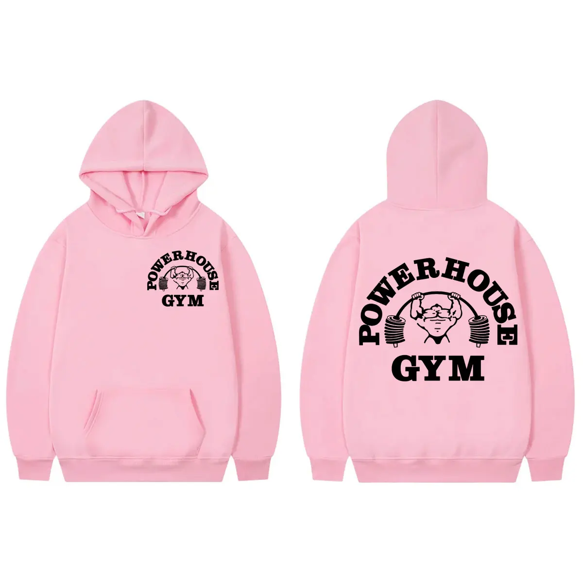 Powerhouse Gym Double Sided Print Hoodie Men\'s Geek Fitness Loose Hooded Sweatshirts Unisex Fashion Casual Long Sleeve Pullovers